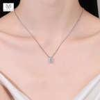 Marquise moissanite pendant necklace in PT950 platinum, front view with MOSO logo
