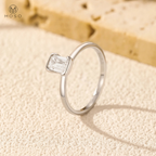 4×6mm Emerald-Cut Moissanite Ring in Sterling Silver — product view 4