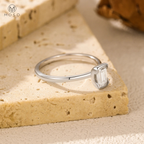 4×6mm Emerald-Cut Moissanite Ring in Sterling Silver — product view 5