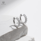 2mm Round Moissanite Small Hoop Earrings — product view 4