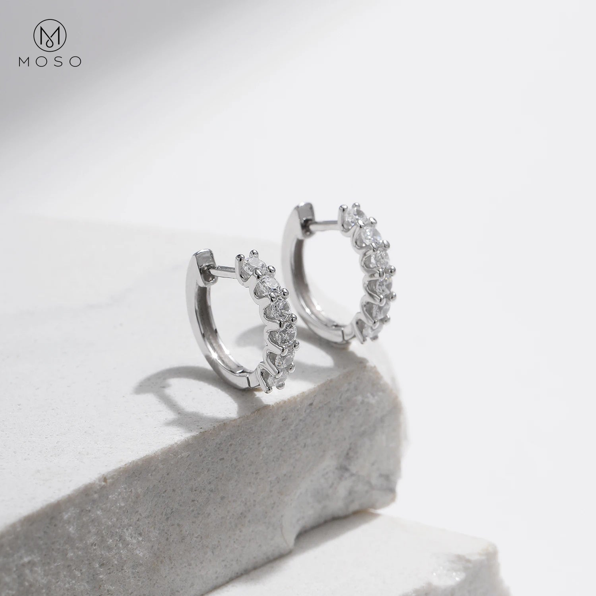 2mm Round Moissanite Small Hoop Earrings — product view 4
