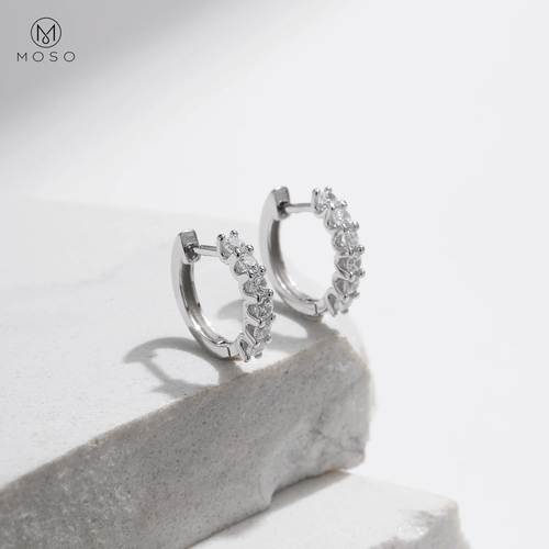 2mm Round Moissanite Small Hoop Earrings — product view 4