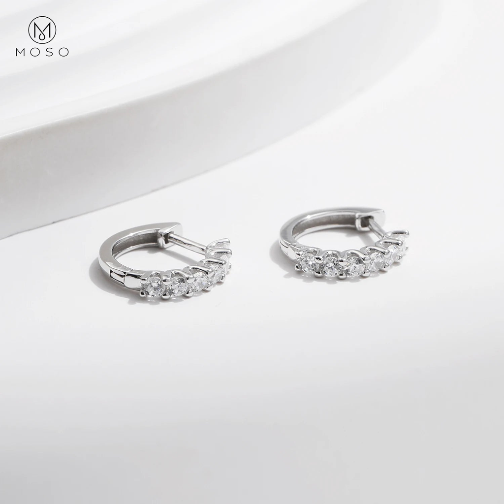 2mm Round Moissanite Small Hoop Earrings — product view 5