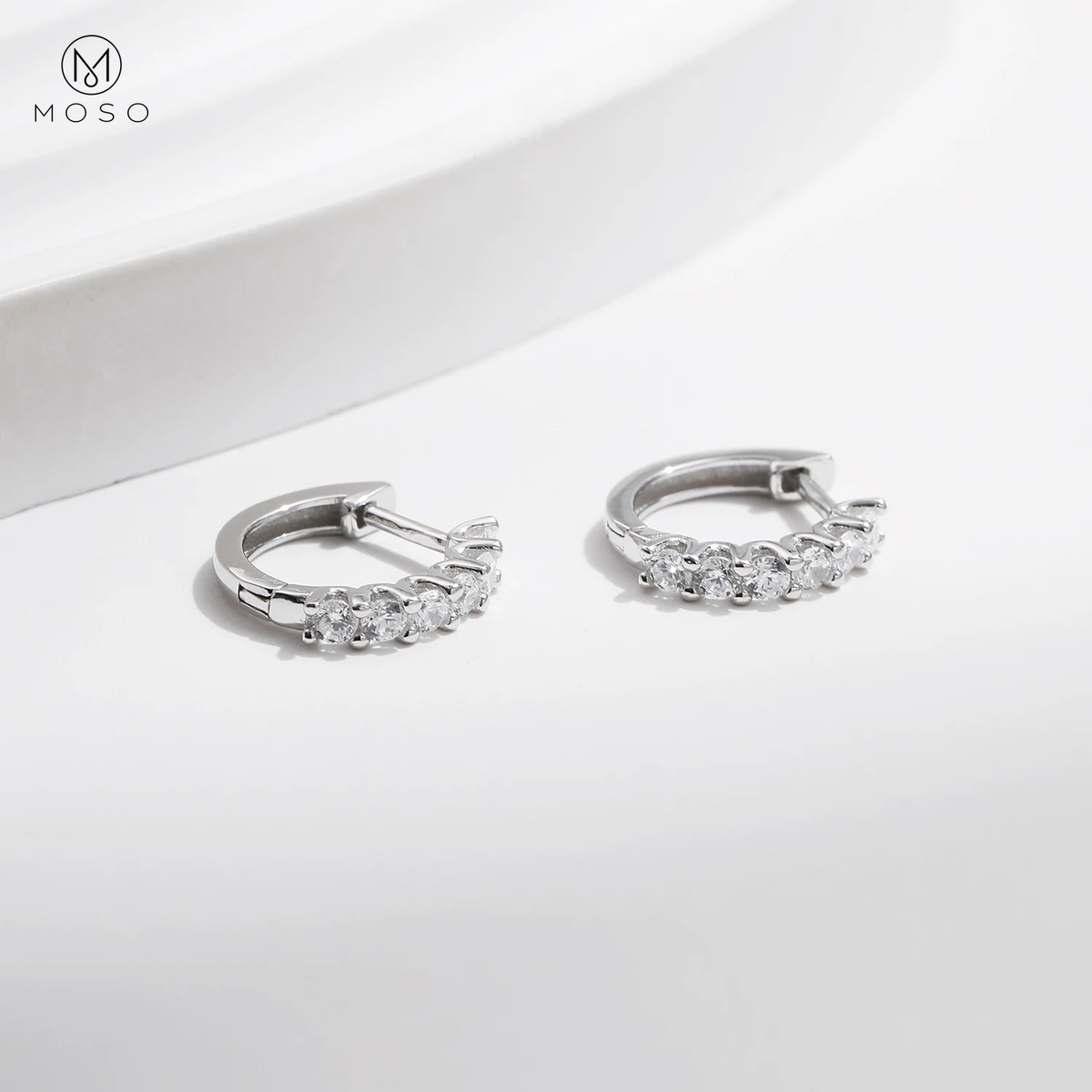 2mm Round Moissanite Small Hoop Earrings — product view 5