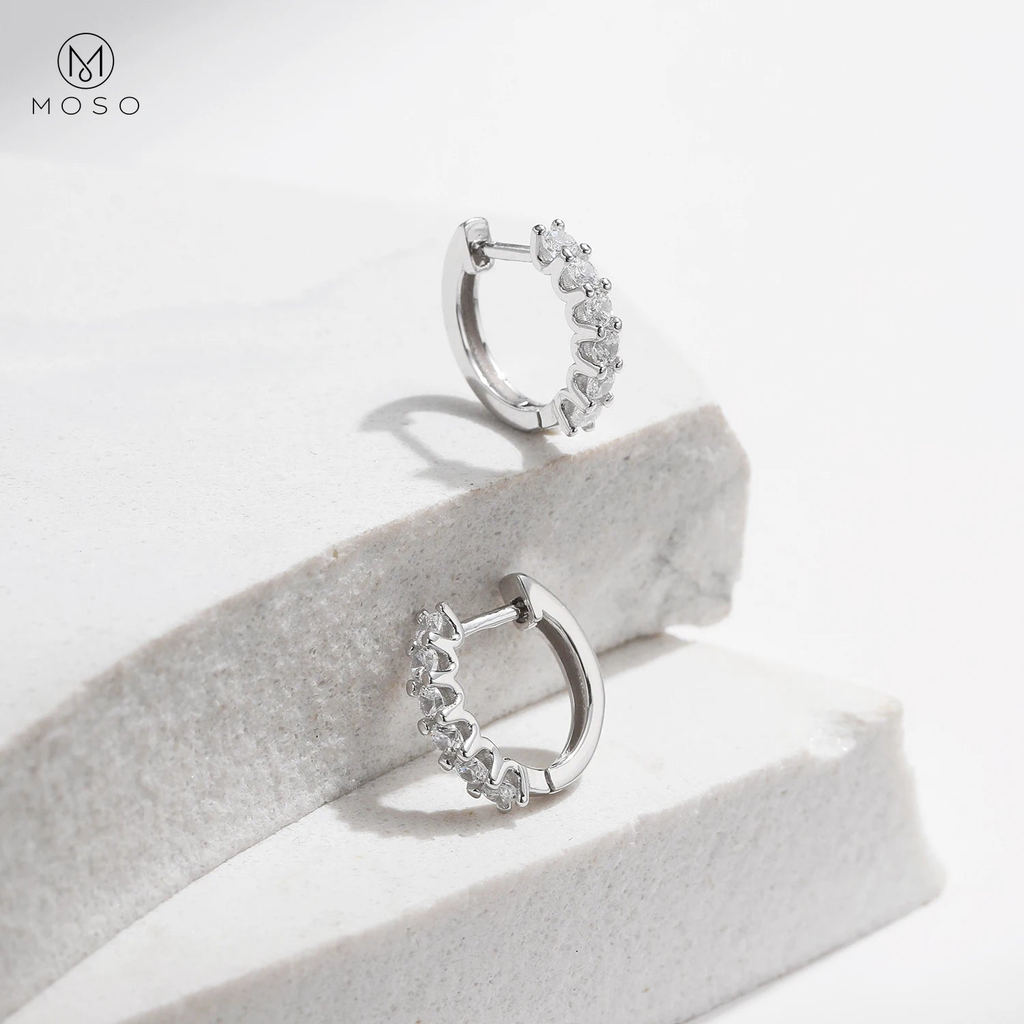 2mm Round Moissanite Small Hoop Earrings — product view 6