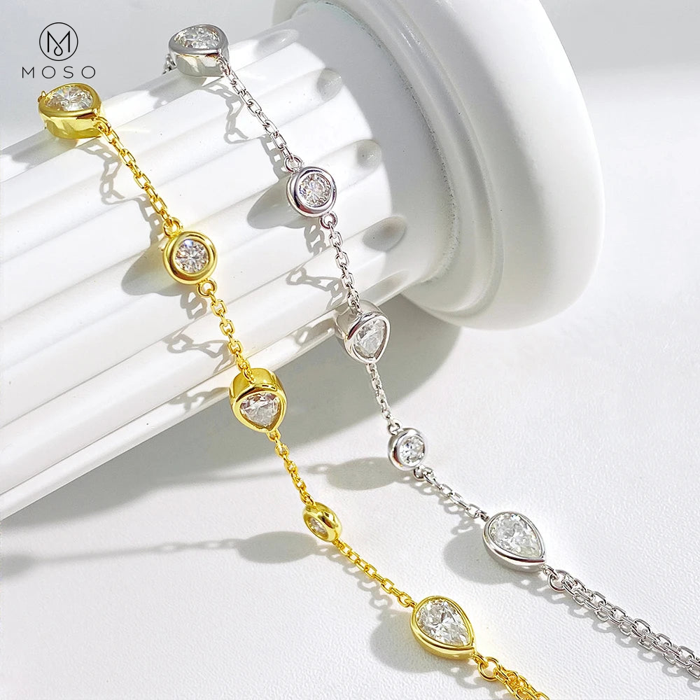 Bezel Moissanite Hand Chain Bracelet — product view 2