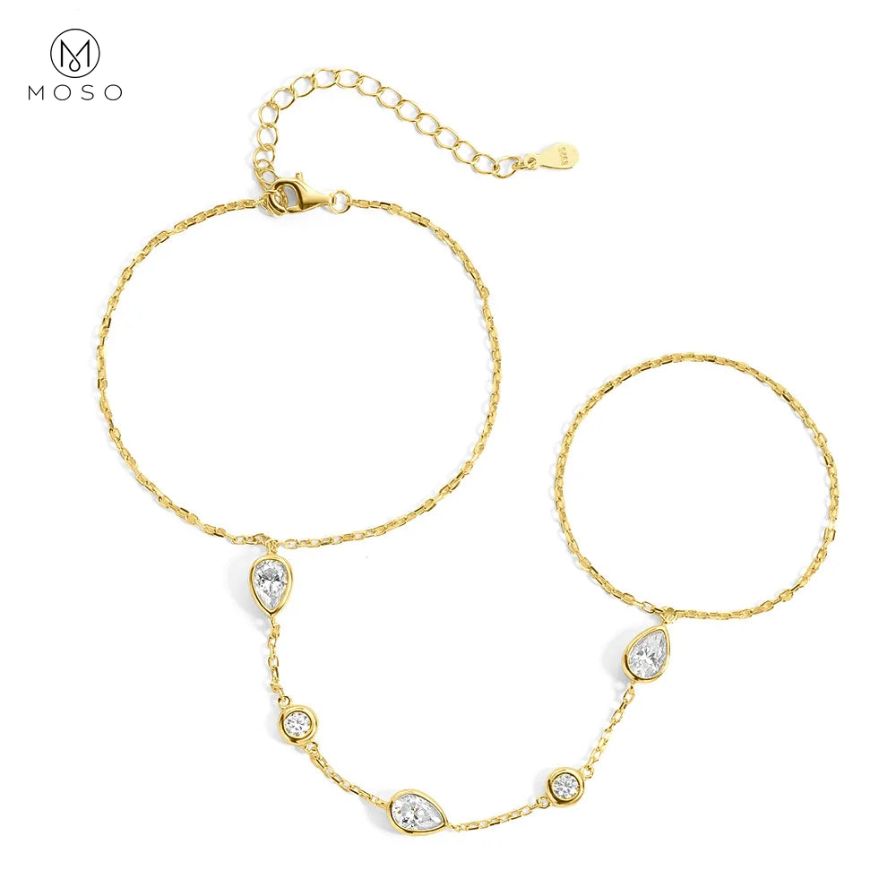 Bezel Moissanite Hand Chain Bracelet — product view 21