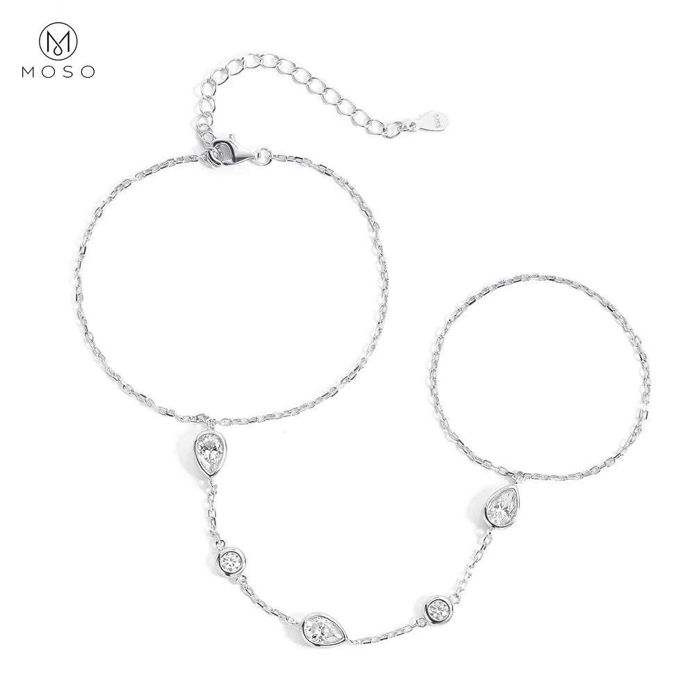 Bezel Moissanite Hand Chain Bracelet — product view 23