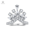 Round and Pear Moissanite Crown Ring — product view 12