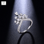 Round and Pear Moissanite Crown Ring — product view 5