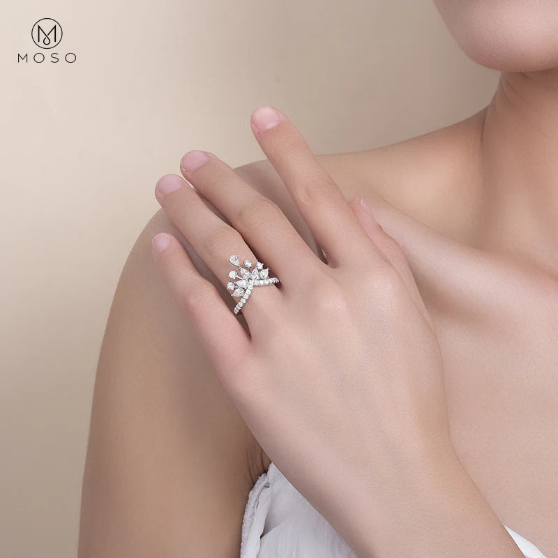 Round and Pear Moissanite Crown Ring — product view 6