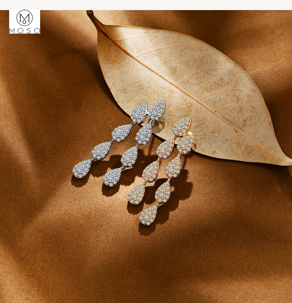 Cascade Round Moissanite Drop Earrings — product view 12