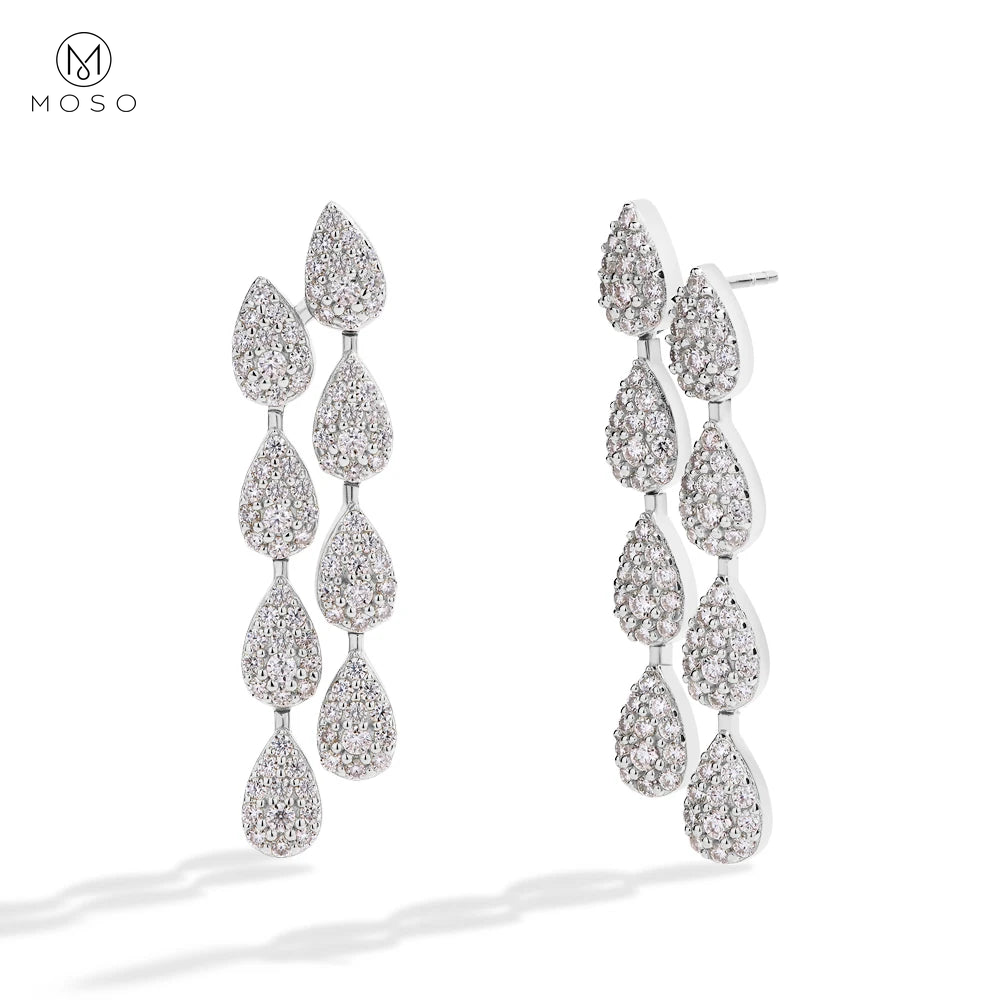 Cascade Round Moissanite Drop Earrings — product view 27