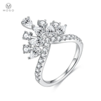 Round and Pear Moissanite Crown Ring — product view 3