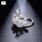 Round and Pear Moissanite Crown Ring — product view 4