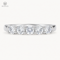 Natalie five stone round moissanite wedding band on white background