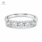 Natalie round moissanite five stone wedding ring front view