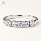 Natalie five stone moissanite ring three quarter view