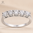 Natalie five stone shared prong setting detail