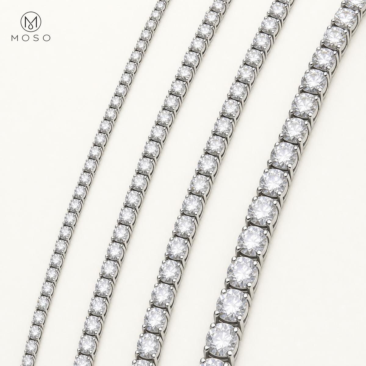 Nora tennis bracelet stone size comparison from 3mm to 6.5mm