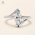 Olivia 1ct marquise moissanite ring in silver tone on ivory