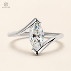 Olivia 1ct marquise moissanite ring in silver tone on ivory