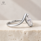 Olivia silver tone marquise moissanite ring side profile
