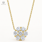 Penelope gold tone seven stone moissanite flower necklace