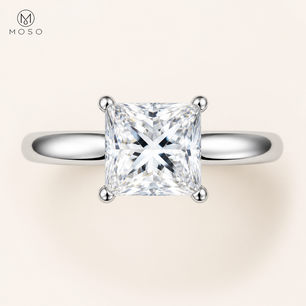 Riley princess cut moissanite engagement ring top view