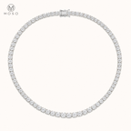 Sadie graduated moissanite tennis necklace three prong on ivory