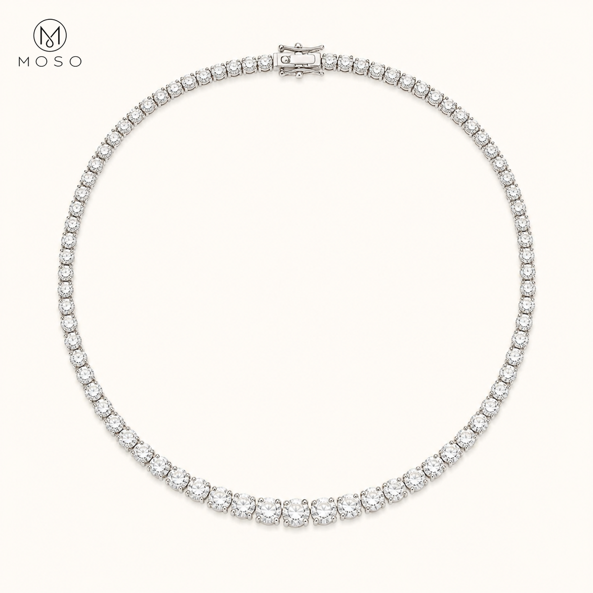 Sadie graduated moissanite tennis necklace four prong