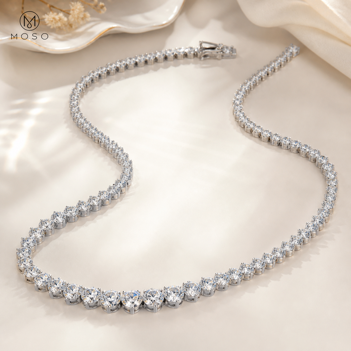 Sadie 3mm to 4.5mm graduated moissanite necklace