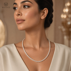 Sadie 22 inch graduated moissanite tennis necklace worn