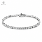 Samantha 4mm silver tone moissanite tennis bracelet on white background