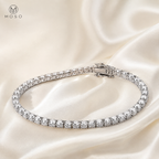 Samantha silver tone moissanite tennis bracelet on ivory silk