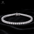 Samantha silver tone moissanite tennis bracelet on black velvet