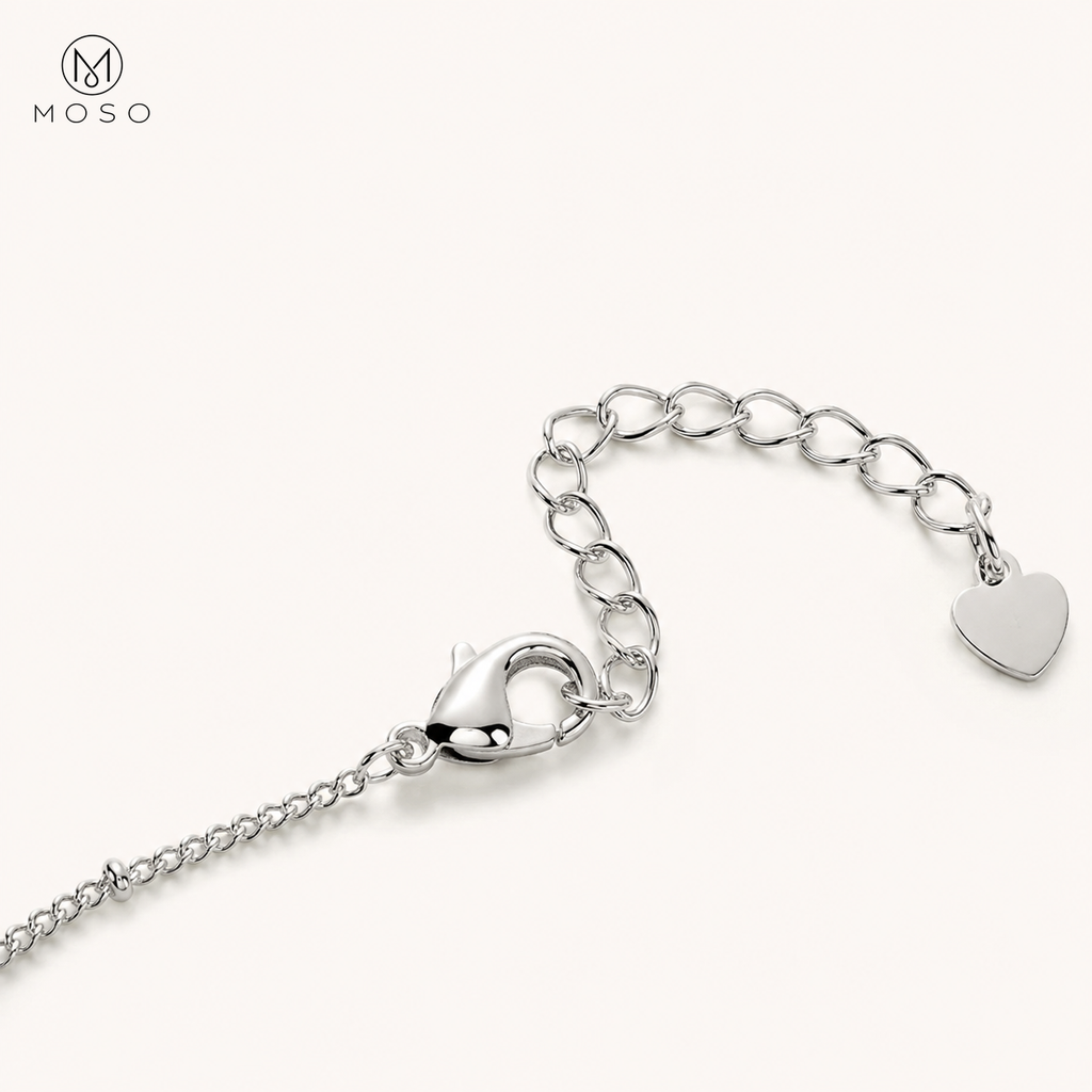 Savannah bracelet lobster clasp extension chain and heart tag detail