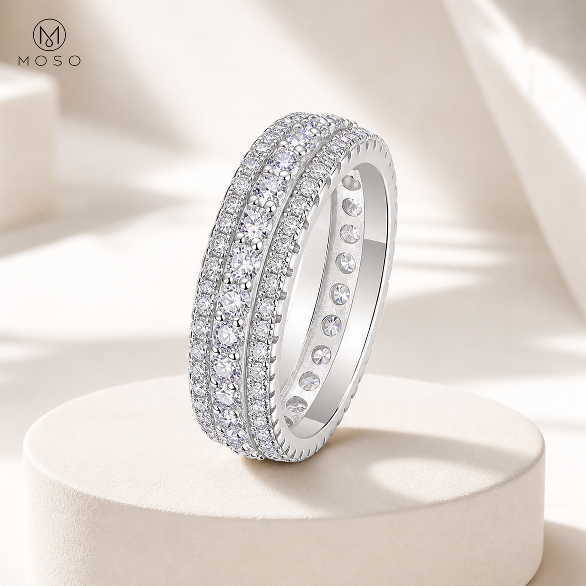 Scarlett round moissanite eternity ring in silver tone