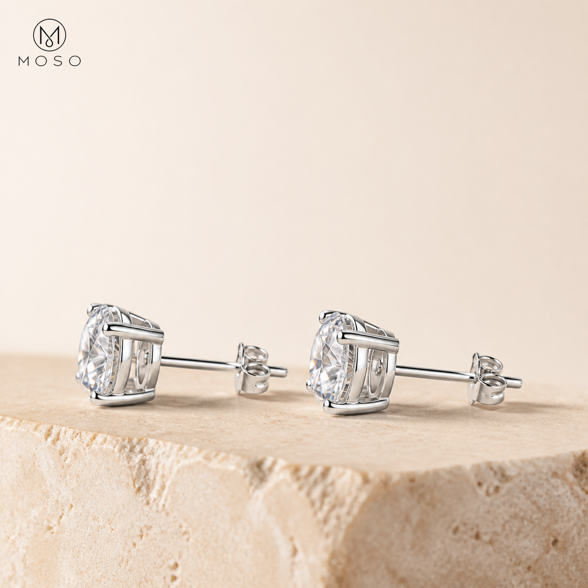 Sophia moissanite stud earrings side profile