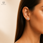 Sophia moissanite stud earring profile view