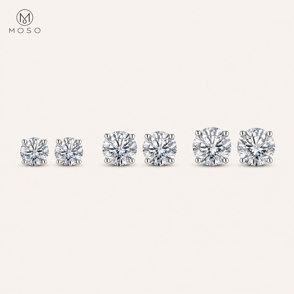 Sophia moissanite stud earrings size comparison