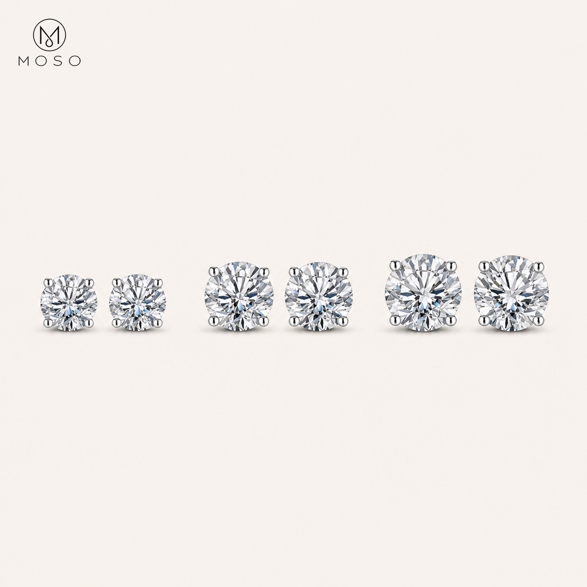 Sophia moissanite stud earrings size comparison