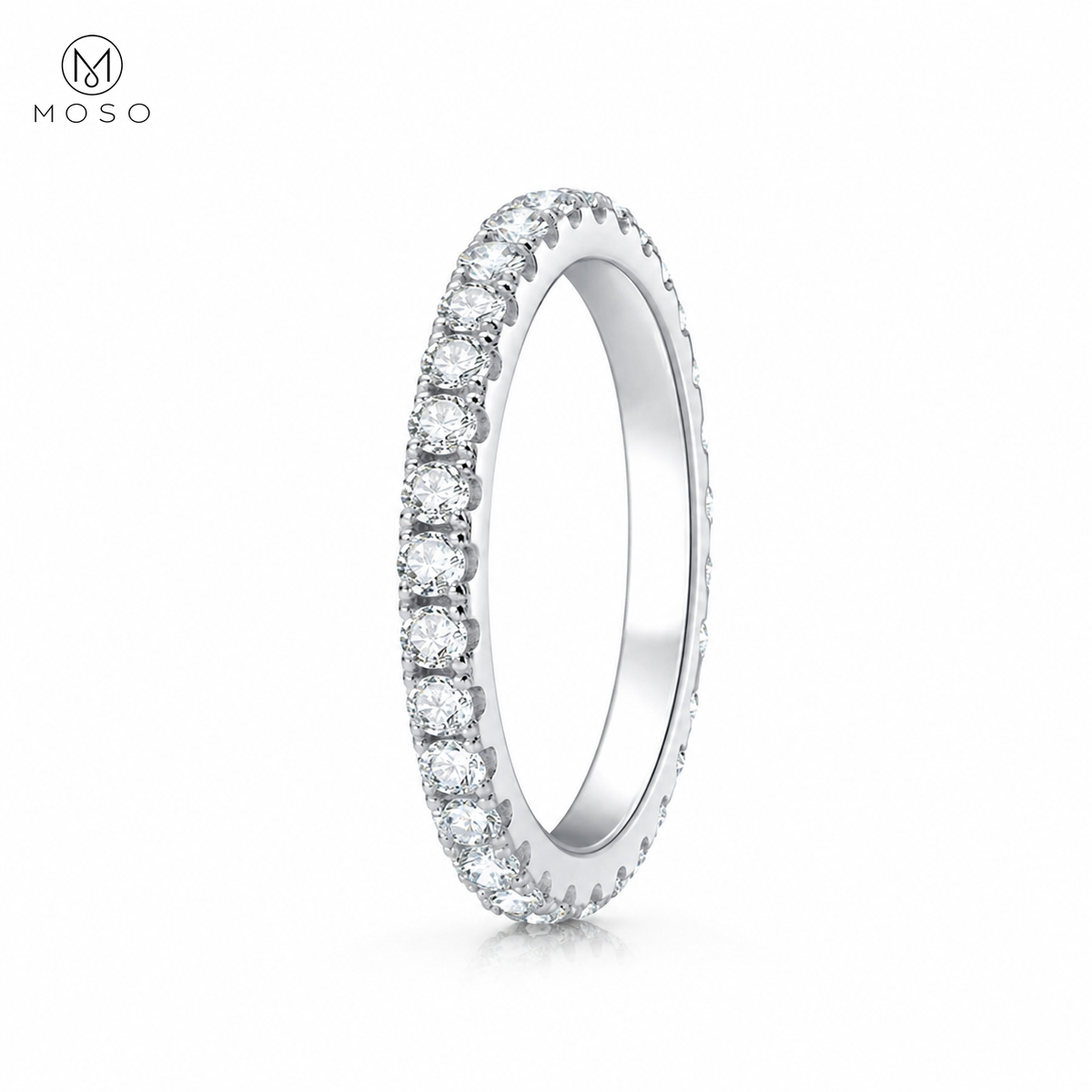 Taylor round moissanite eternity ring on a clean white background
