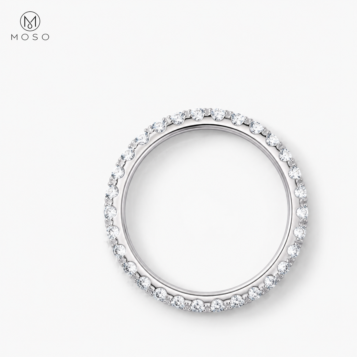 Taylor round moissanite full eternity ring top view