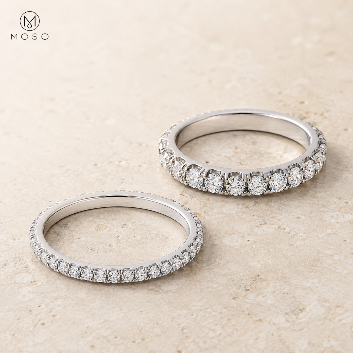 Taylor moissanite eternity ring 2mm and 3mm width options