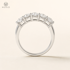 Zoe five stone moissanite band shared prong side profile