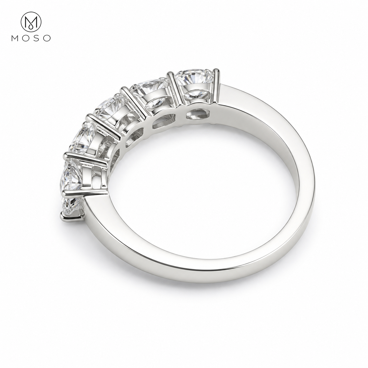 Zoe five stone moissanite ring rear profile