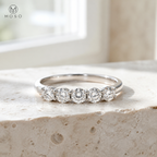 Zoe five stone moissanite ring in natural daylight